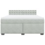 Cama box spring con colchón terciopelo gris claro 180x200 cm