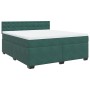Cama box spring con colchón terciopelo verde oscuro 180x200 cm