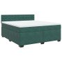 Cama box spring con colchón terciopelo verde oscuro 180x200 cm