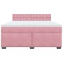 Cama box spring con colchón terciopelo rosa 180x200 cm en Camas y somieres | Comprar online en Foro24