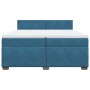 Cama box spring con colchón terciopelo azul oscuro 200x200 cm