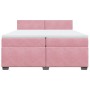 Cama box spring con colchón terciopelo rosa 200x200 cm