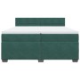 Cama box spring con colchón terciopelo verde oscuro 200x200 cm