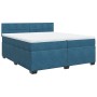 Cama box spring con colchón terciopelo azul 200x200 cm