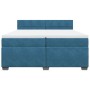 Cama box spring con colchón terciopelo azul 200x200 cm