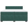 Cama box spring con colchón terciopelo verde oscuro 200x200 cm