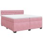 Cama box spring con colchón terciopelo rosa 200x200 cm