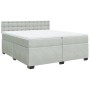 Cama box spring con colchón terciopelo gris claro 200x200 cm
