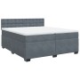 Cama box spring con colchón terciopelo gris oscuro 200x200 cm