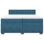 Cama box spring con colchón terciopelo azul 200x200 cm