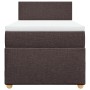 Cama box spring con colchón tela marrón oscuro 80x200 cm