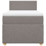 Cama box spring con colchón tela gris taupe 80x200 cm
