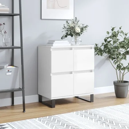 Hochglanzweißes Sperrholz-Sideboard 60x35x70 cm von vidaXL, Sideboards - Ref: Foro24-831222, Preis: 96,99 €, Rabatt: %