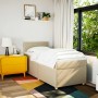 Cama box spring con colchón tela color crema 80x200 cm