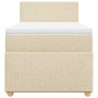 Cama box spring con colchón tela color crema 80x200 cm