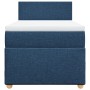 Cama box spring con colchón tela azul 80x200 cm