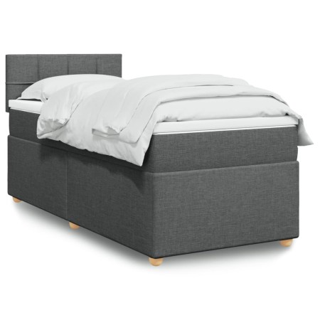 Cama box spring con colchón tela gris oscuro 80x200 cm en Camas y somieres | Comprar online en Foro24