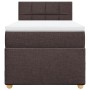 Cama box spring con colchón tela marrón oscuro 80x200 cm