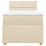 Cama box spring con colchón tela color crema 80x200 cm