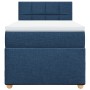 Cama box spring con colchón tela azul 80x200 cm