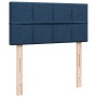 Cama box spring con colchón tela azul 80x200 cm