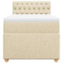 Cama box spring con colchón tela color crema 80x200 cm