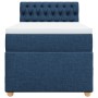 Cama box spring con colchón tela azul 80x200 cm