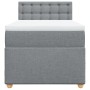 Cama box spring con colchón tela gris claro 80x200 cm