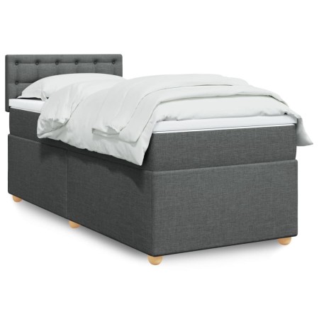 Cama box spring con colchón tela gris oscuro 80x200 cm en Camas y somieres | Comprar online en Foro24