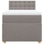Cama box spring con colchón tela gris taupe 80x200 cm