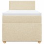 Cama box spring con colchón tela color crema 90x190 cm