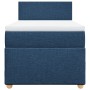 Cama box spring con colchón tela azul 90x190 cm
