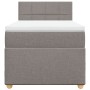 Cama box spring con colchón tela gris taupe 90x190 cm