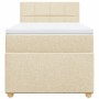 Cama box spring con colchón tela color crema 90x190 cm