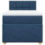 Cama box spring con colchón tela azul 90x190 cm