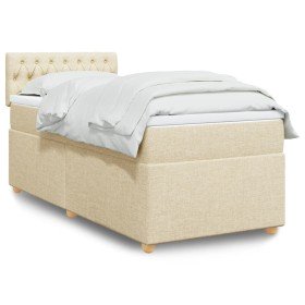 Cama box spring con colchón tela color crema 90x190 cm en Camas y somieres | Comprar online en Foro24