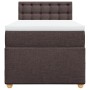 Cama box spring con colchón tela marrón oscuro 90x190 cm