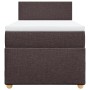 Cama box spring con colchón tela marrón oscuro 90x200 cm