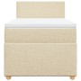 Cama box spring con colchón tela color crema 90x200 cm