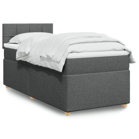 Cama box spring con colchón tela gris oscuro 90x200 cm en Camas y somieres | Comprar online en Foro24