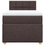 Cama box spring con colchón tela marrón oscuro 90x200 cm