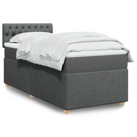 Cama box spring con colchón tela gris oscuro 90x200 cm en Camas y somieres | Comprar online en Foro24
