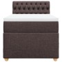 Cama box spring con colchón tela marrón oscuro 90x200 cm