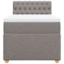 Cama box spring con colchón tela gris taupe 90x200 cm