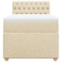 Cama box spring con colchón tela color crema 90x200 cm