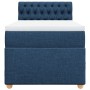 Cama box spring con colchón tela azul 90x200 cm