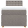 Cama box spring con colchón tela gris taupe 90x200 cm