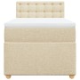 Cama box spring con colchón tela color crema 90x200 cm