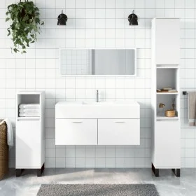 Weißer Badezimmerschrank aus Holzwerkstoff mit Spiegel von vidaXL, Badezimmermöbel - Ref: Foro24-833884, Preis: 62,77 €, Raba...
