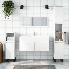 Weißer Badezimmerschrank aus Holzwerkstoff mit Spiegel von vidaXL, Badezimmermöbel - Ref: Foro24-833884, Preis: 72,58 €, Raba...